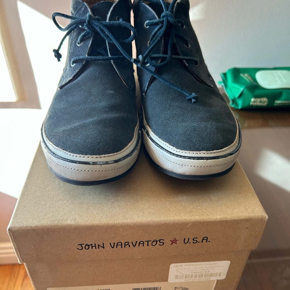 John Varvatos Black Chukka Boots with Suede Upper and Light Sole